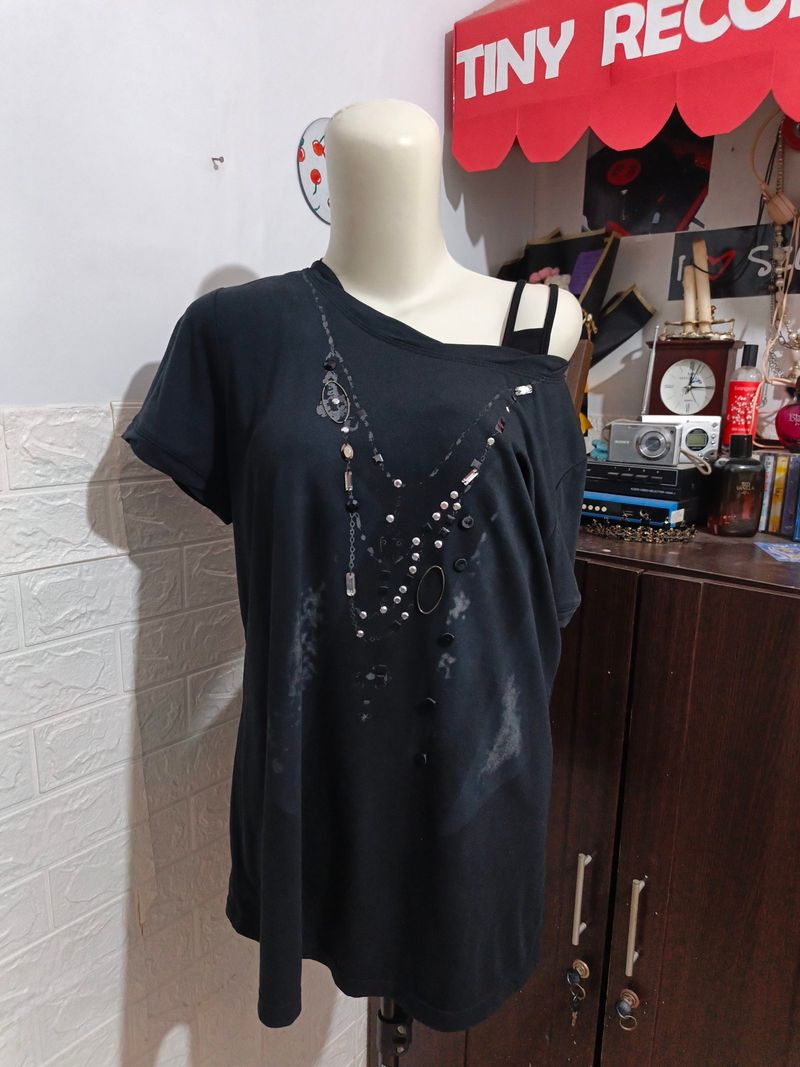 crocodile beaded necklace graphic tee tshirt, foto 2