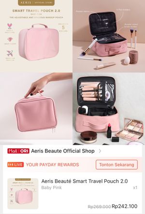 Aeris Make up pouch pink | Aeris beauty make up bag pink