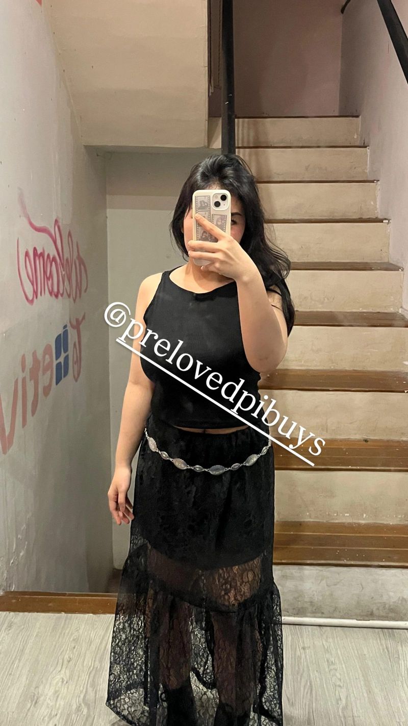 Rok Brokat Lace Hitam, foto 3