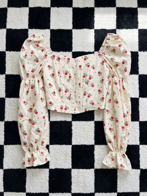 floral puffy crop top