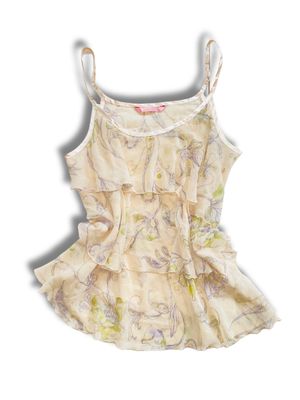 Cream floral ruffle layer cami