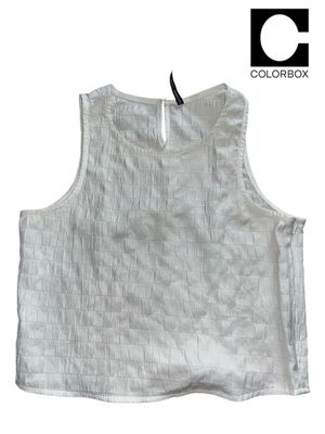 colorbox textured sleveless off white crop top
