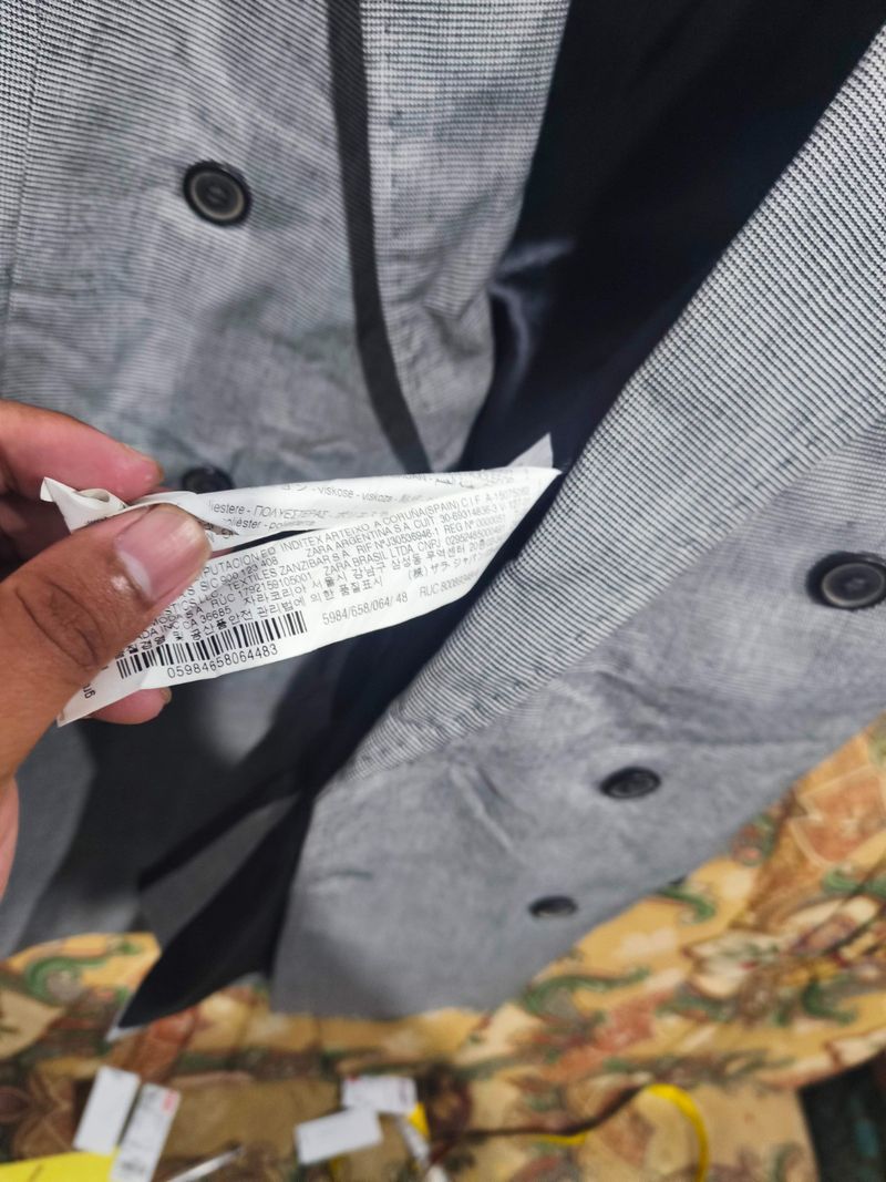 ZARA JAS BLAZER DOUBLE BRESTED KOTAK-KOTAK, foto 8