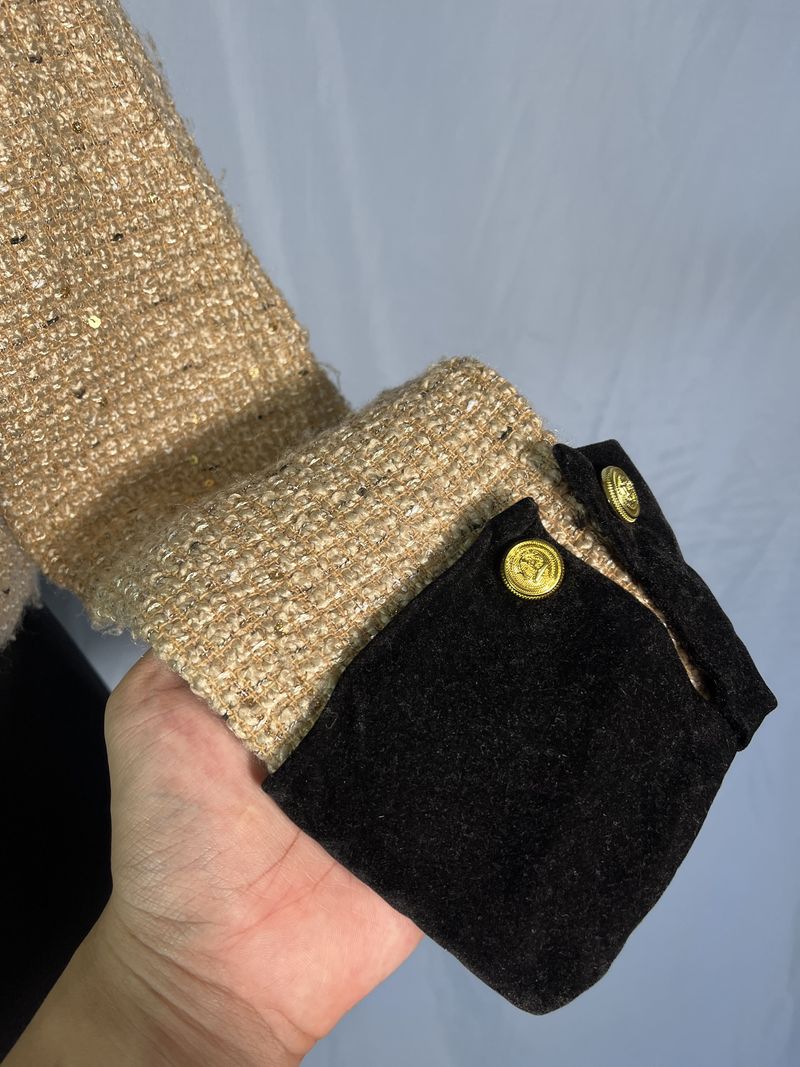 Gold Tweed Crop Jacket, foto 4
