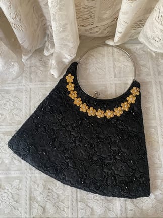 Black Beaded Party Purse