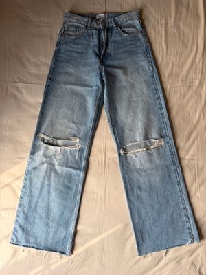 zara ripped loose wide leg high waist