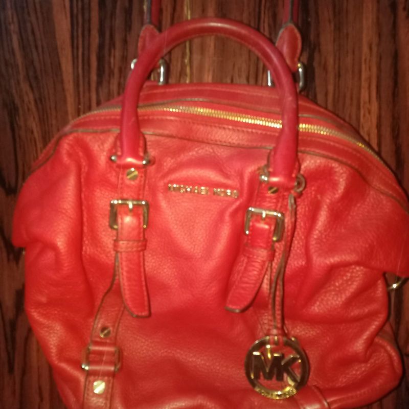 Preloved Tas Michael kors red pebbled leather satchel, foto 2