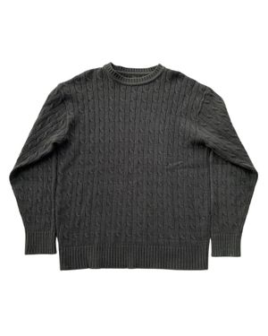 green knit cable sweater