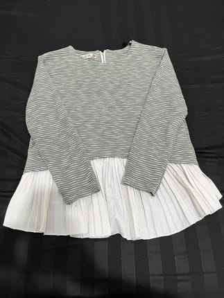blouse salur abu-putih
