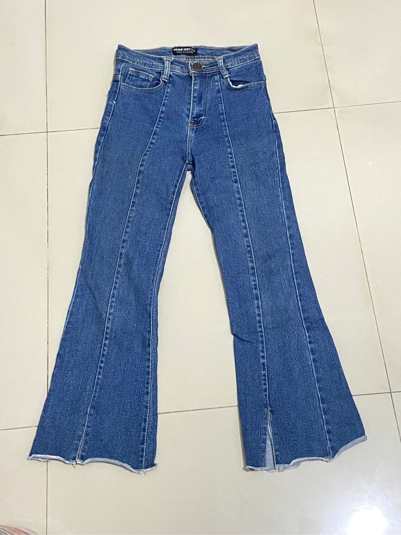 Jeans flare cutbray medium waist medium blue, foto 3