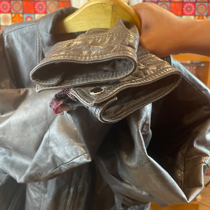 VTG 80s/90s Bermans Black Leather Bomber Jacket, foto 6
