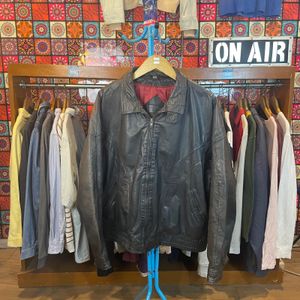 VTG 80s/90s Bermans Black Leather Bomber Jacket