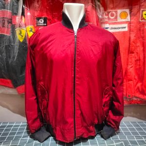 Jaket Bomber Varsity Merah Maroon Fashion Outer Windbreaker