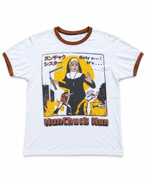 Vintage Nunchuck Nun Ringer T-Shirt