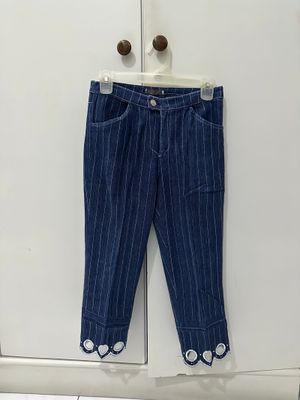 Stripe Denim Capri