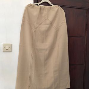 Rok A-Line Cokelat Khaki Detail Jahitan Unik