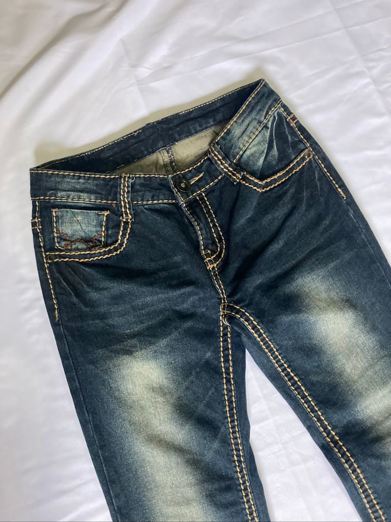low rise contrast stitch flare jeans, foto 4