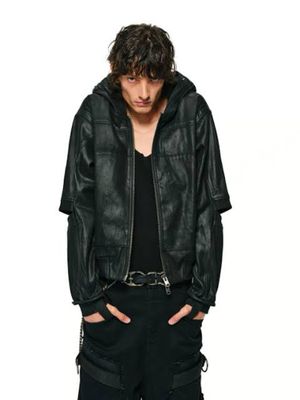 Me•Sense Hybrid Leather Vkei  Grunge Gothic Techwear Jacket