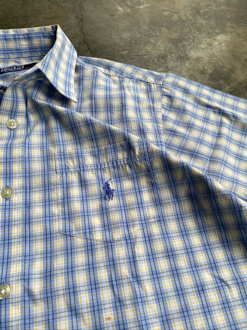 Polo Crop Boxy Shirt White Blue, foto 3