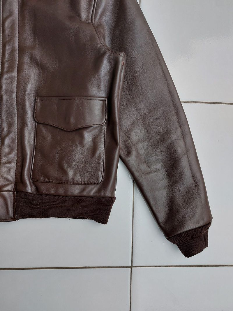 NAKATA SHOTEN A2 A-2 LEATHER FLIGHT JACKET JAKET KULIT, foto 3