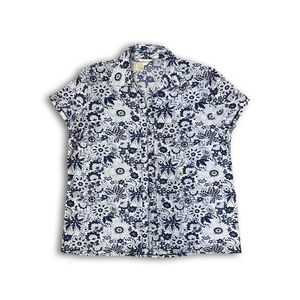 Vintage Casual Shirt Wanita white navy