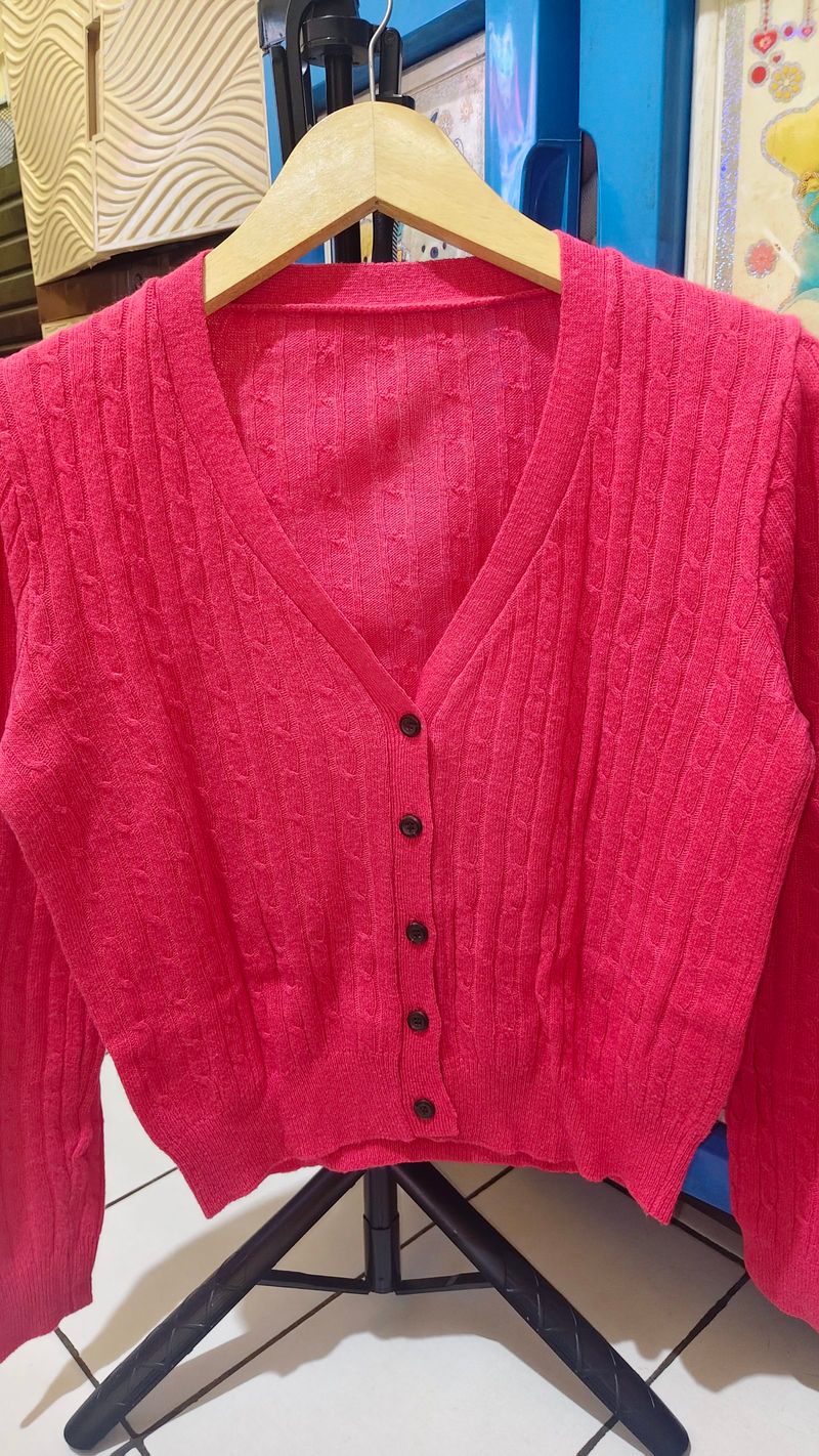 Cardigan kepang pink//harga net, foto 2