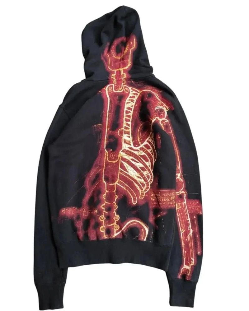 Skeleton flame zip hoodie, foto 4