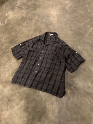 Partimento wrinkle check double pocket shirts soft brown