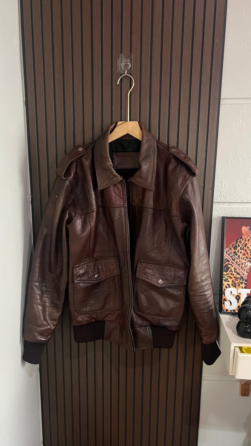Brown Bomber Japan Leather Jacket, foto 7