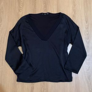 mango satin black top