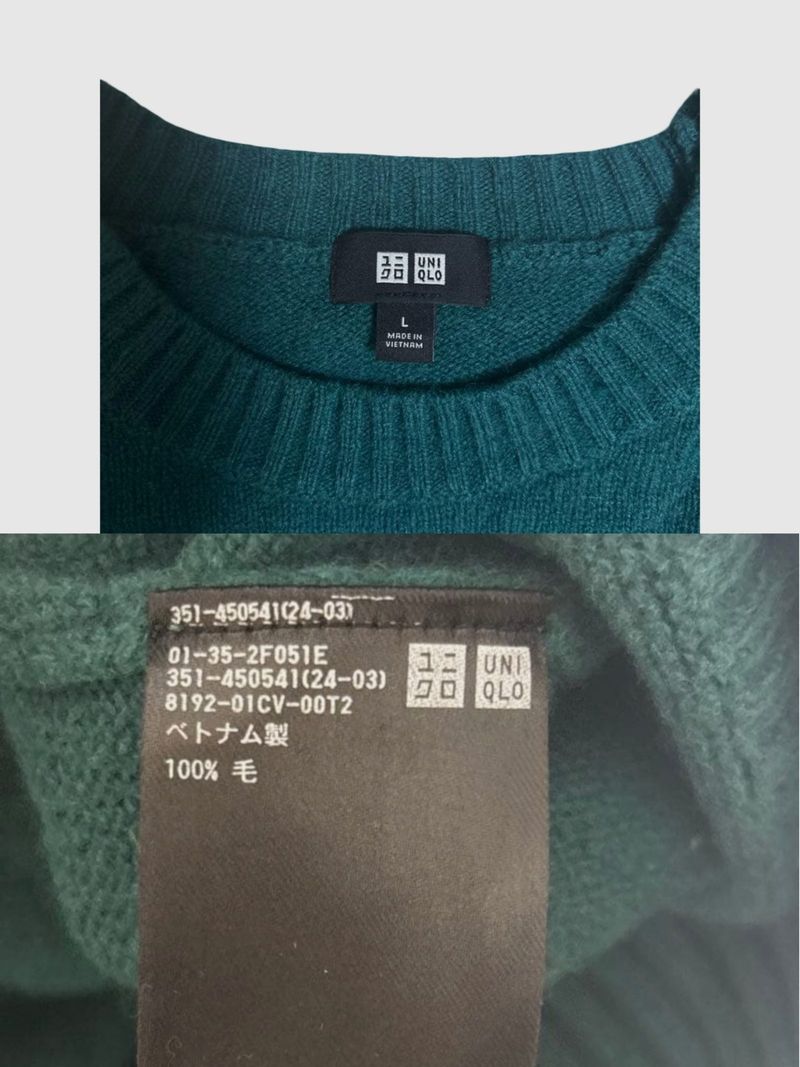 UNIQLO| Sweater Souffle Yarn Green Emerald Basic, foto 4