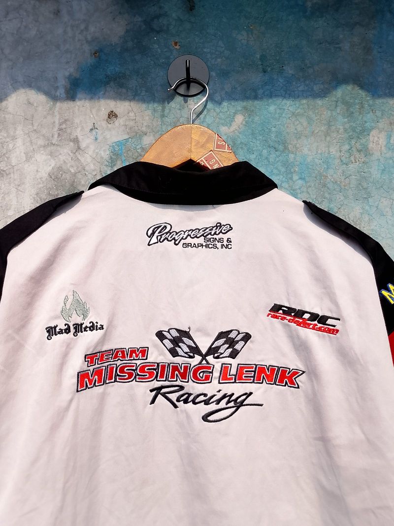 Kemeja Balap 2000s Team Missing Lenk Nascar Racing Pit Crew, foto 2