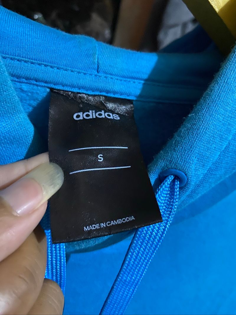 HODIE ADIDAS BIRU LANGIT STRIP TANGAN, foto 5