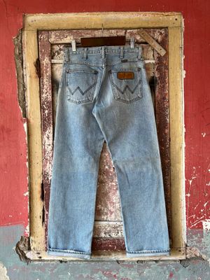 1990s Wrangler Blue Bell Repro Faded Red Accent Denim Jeans