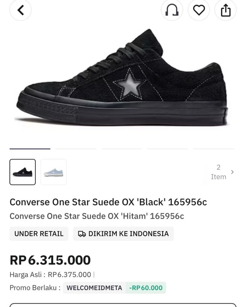 Converse One Star Suede OX ‘Black’ Original, foto 2