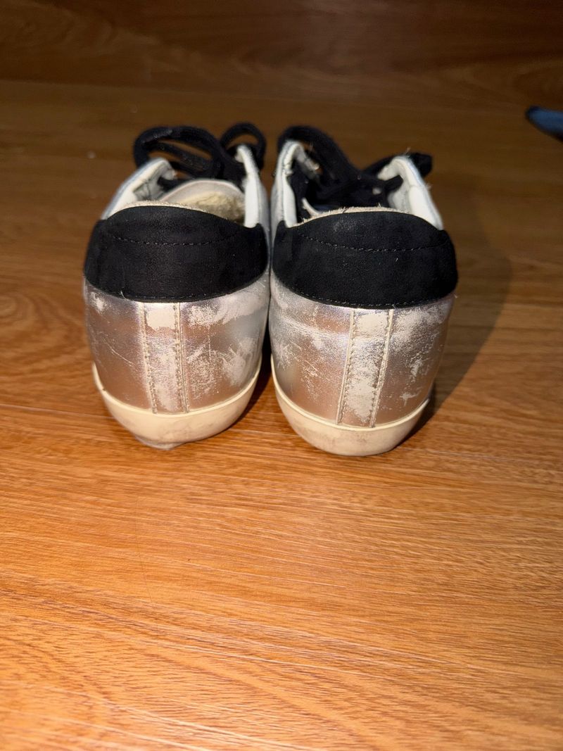 golden goose superstar in silver leather, foto 6
