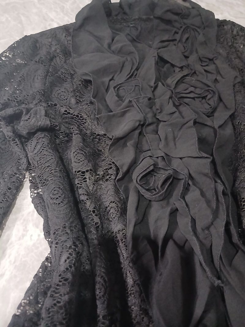 Gothic Ruffle Lace Coat Dress, foto 2