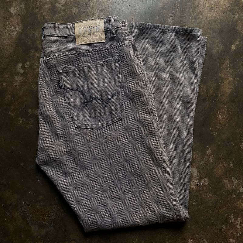 JAPANESE EDWIN PLAID STRIPE REGULAR DENIM PANTS, foto 3