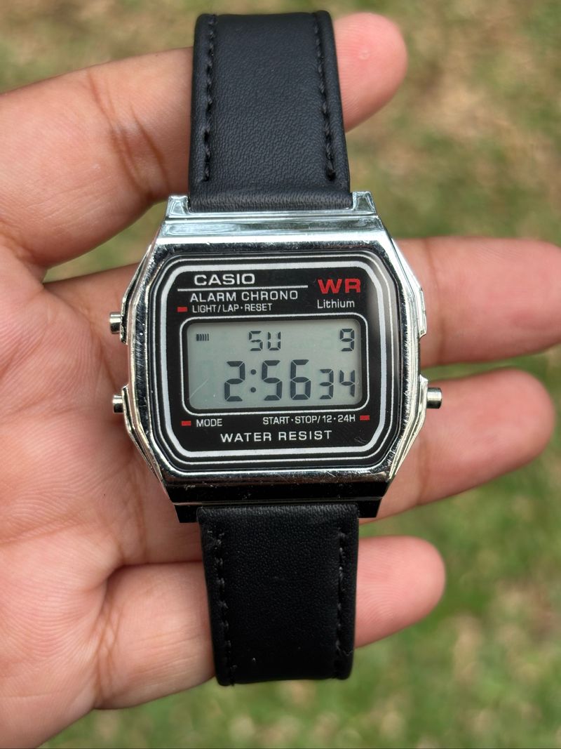JAM TANGAN CASIO A159W STRAP LEATHER, foto 2