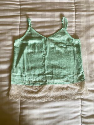 h&m lace teal tanktop