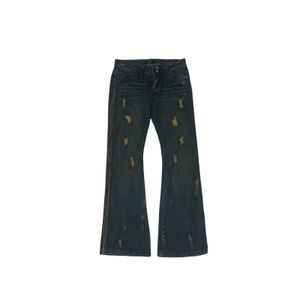 roshell dark wash distressed bootcut jeans