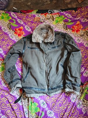 Jaket Flight Aviator Vintage Kerah Bulu Bomber Canvas