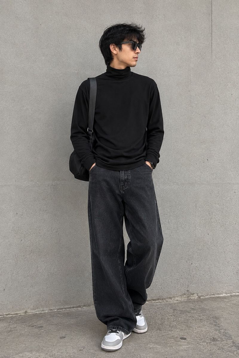 H&M Turtleneck Hitam Lengan Panjang, foto 2