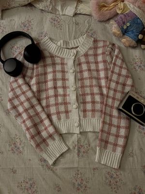 Knit Sweater Snow Crop Top Cardi