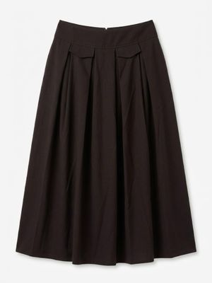 Flap Detail Midi Skirt