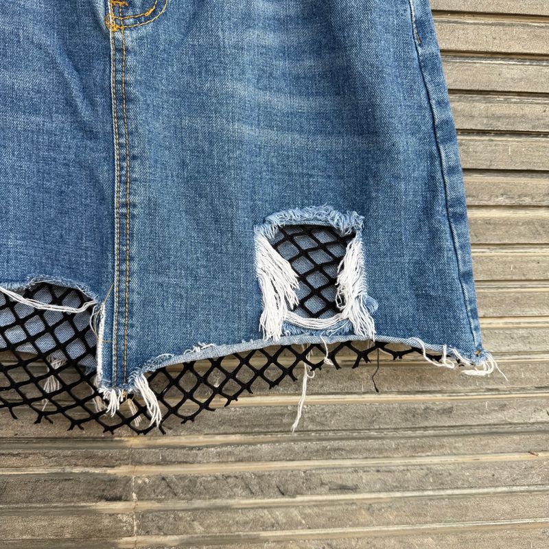 MJ96 - Rok Mini Denim Aksen Jaring, foto 3