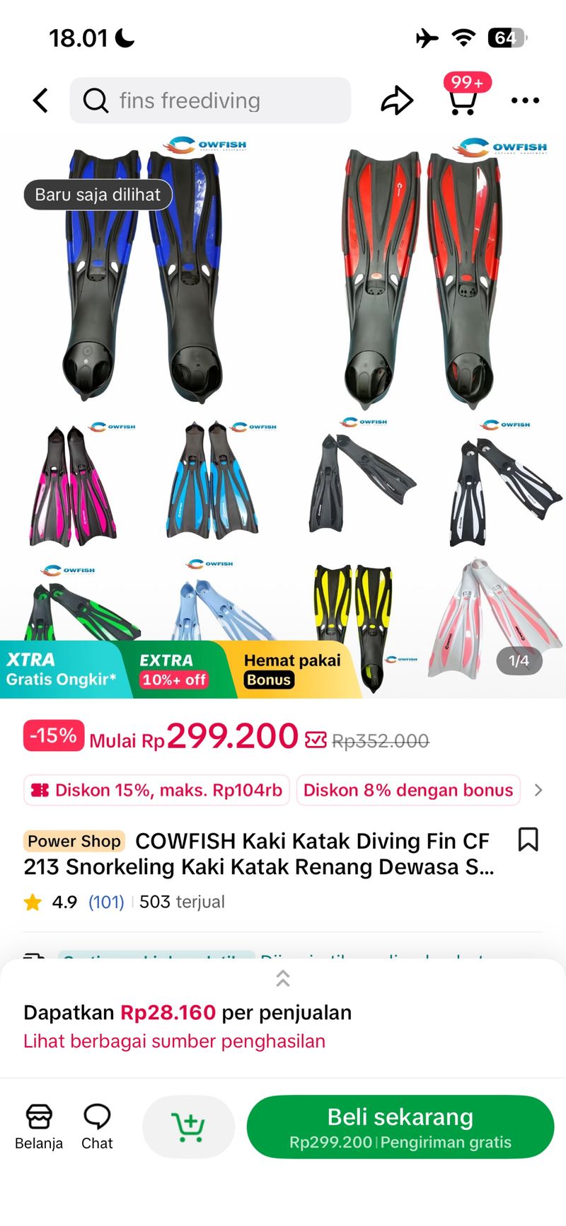 cowfish fin, short fin (diving snorkeling), foto 2