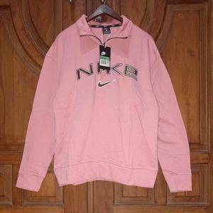 NIKE Sweatshirt Haf Zipper Wanita Pink Bigsize LD 114