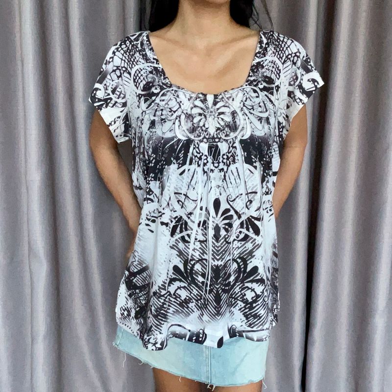 Black & white abstract print top, foto 2