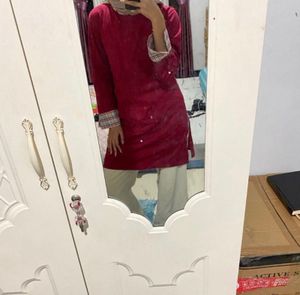 Tunik Maroon Plaid Cuff